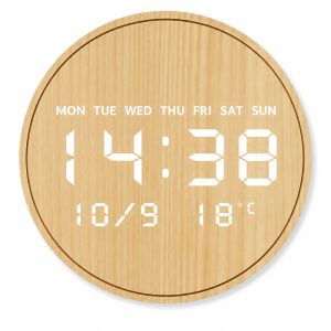 Wooden Digital LED Wall Clock – 30cm - JG1001-130