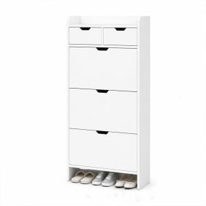 Shoe Cabinet with 3 Folding + 2 Drawers - 6 Pair - 50cm - KR021801