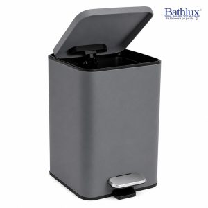Bathlux 5L Rectangular Pedal Trash Can – Grey Bin #73748