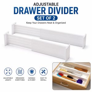 Drawer Divider and Organizer - Set of 2 Adjustable