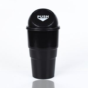 Mini Car Trash Bin with Push Lid - Black