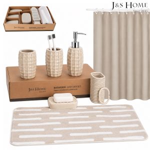 J&S Home Complete Bathroom Accessories 18pcs Set, JSW-Beige
