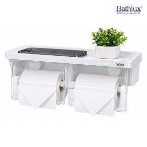 Bathlux Double Toilet Paper Holder with Top Shelf #30182