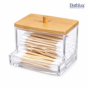 Cotton Swab Dispenser with Bamboo Lid #MSD-2081B