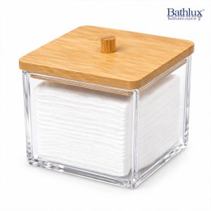 Clear Cotton Pad Holder with Bamboo Lid #MSD-2085B