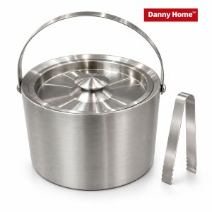 Danny Home Stainless Steel Ice Bucket with Lid & Tongs – 2.8L
