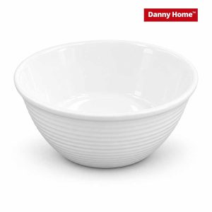 Danny Home White Ribbed Ceramic Serving Bowl