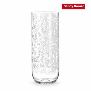 White Floral Pattern Glass Vase