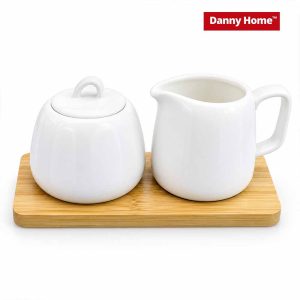 Danny Home 3-Piece Porcelain Sugar Jar & Creamer Set