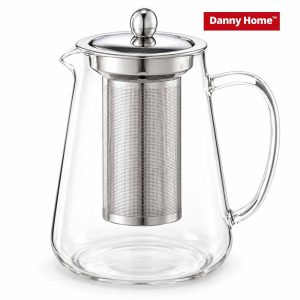 Danny Home Glass Teapot with Stainless-Steel Infuser – 0.85 L