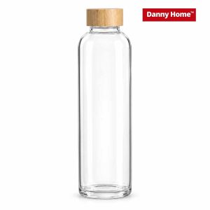 Danny Home 1000ml Glass Drinks Bottle with Bamboo Lid