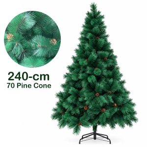 240cm Premium Scotch Pine Artificial Christmas Tree Thick Branches With Pines Cone X-004